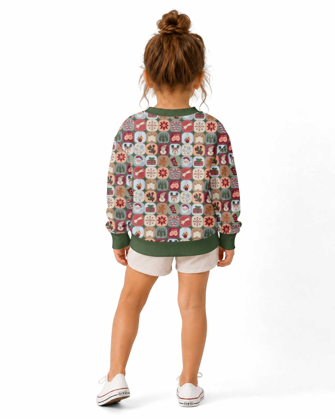 Christmas Felt Patchwork Bamboo Crewneck Sweatshirt