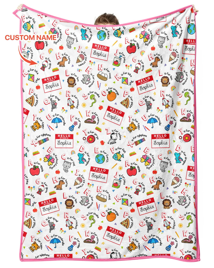 Custom Name Hello School ABCs Bamboo Blanket