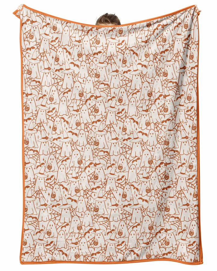 Boo Trick or Treat Ghosts Halloween Bamboo Blanket