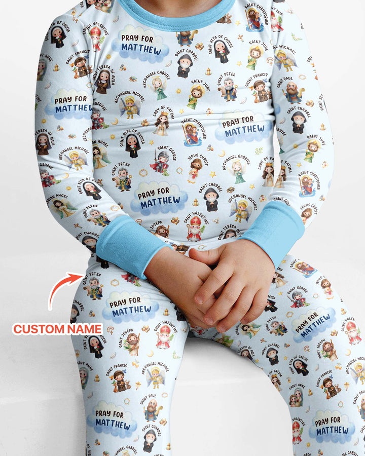 Catholic All Saints Bamboo Two Piece Long Sleeve Pajama Set