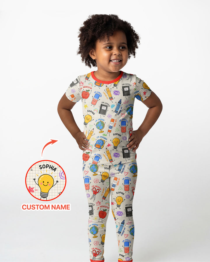 Zweiteiliges, kurzärmliges Pyjama-Set mit Marienkäfern