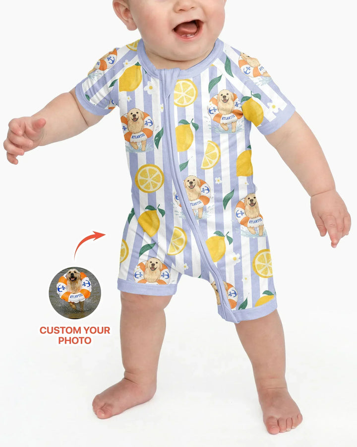 Custom Image Summer Lemon Bamboo Shorty Zippy