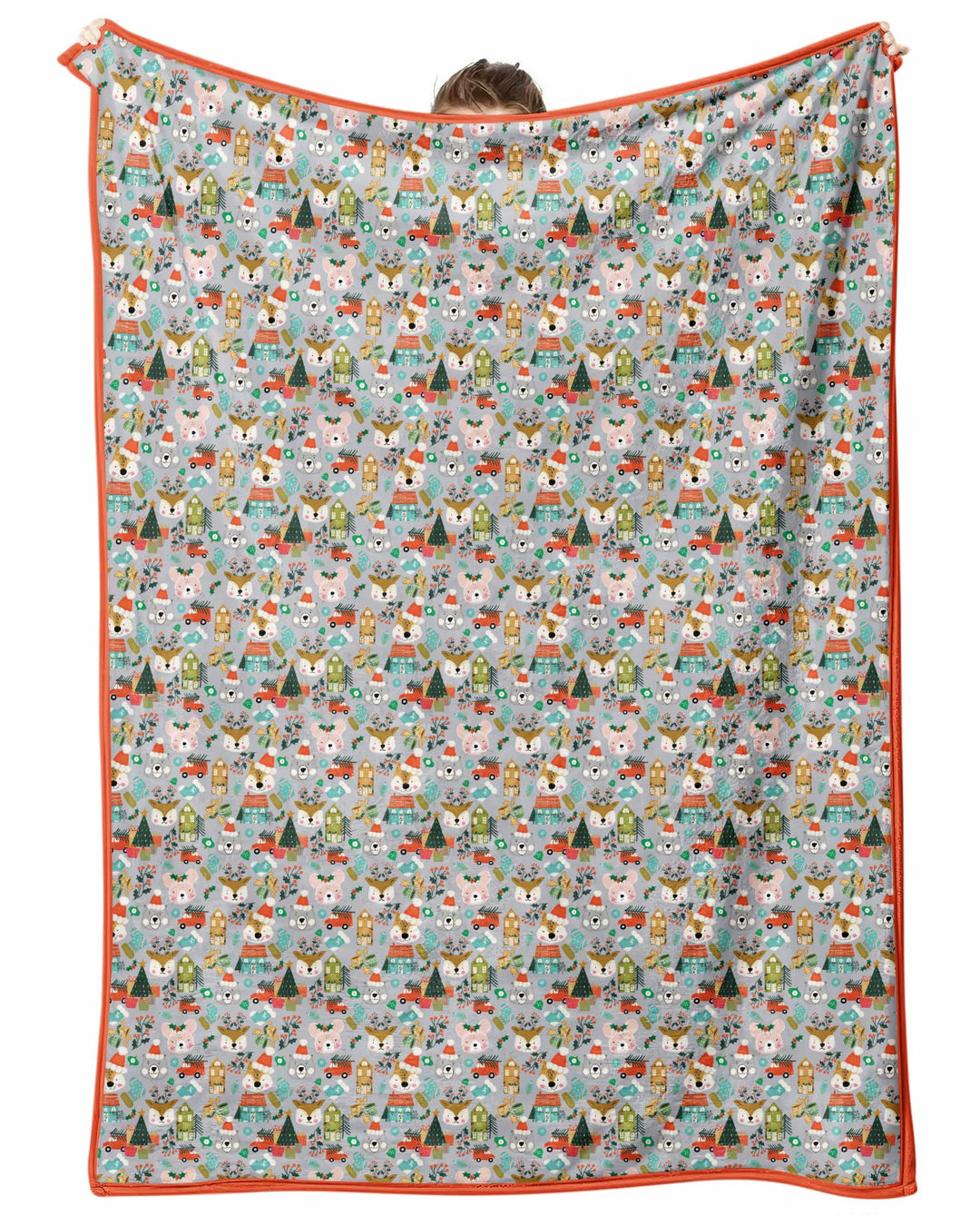 Christmas Woodland Deer Fox Bear Bamboo Blanket