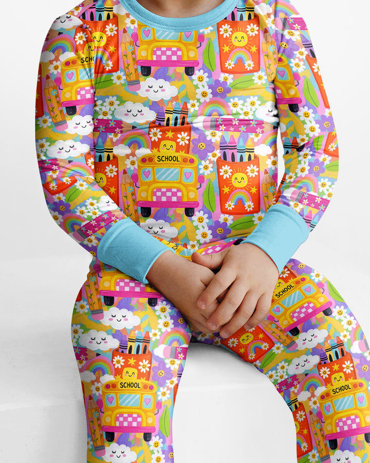 Zweiteiliges Langarm-Pyjama-Set mit Sommerfrüchten