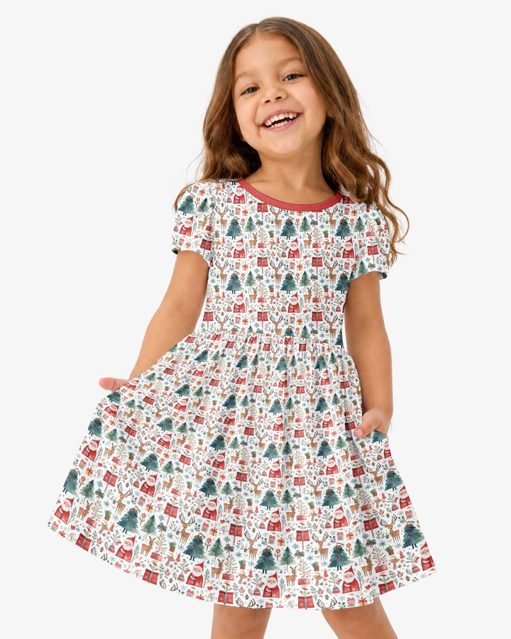Christmas Tree Santa Bamboo Twirl Dress