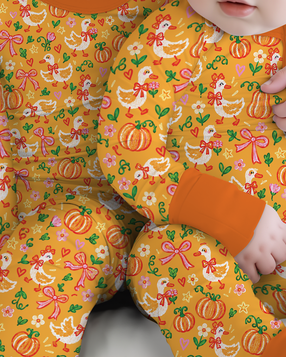 Cute Duck Pumpkin Fall Bamboo Convertible Zippy