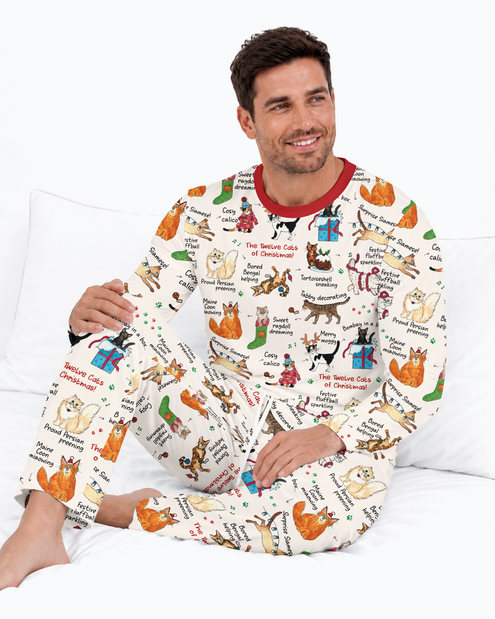 The 12 Cats of Christmas Bamboo Men's Pajama Set