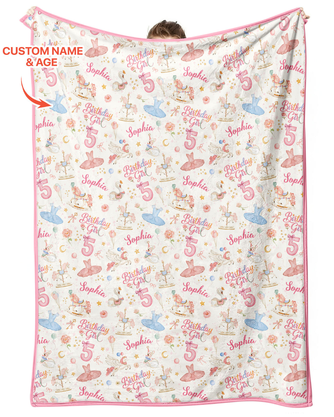 Ballerina Birthday Girl Custom Name & Age Bamboo Blanket