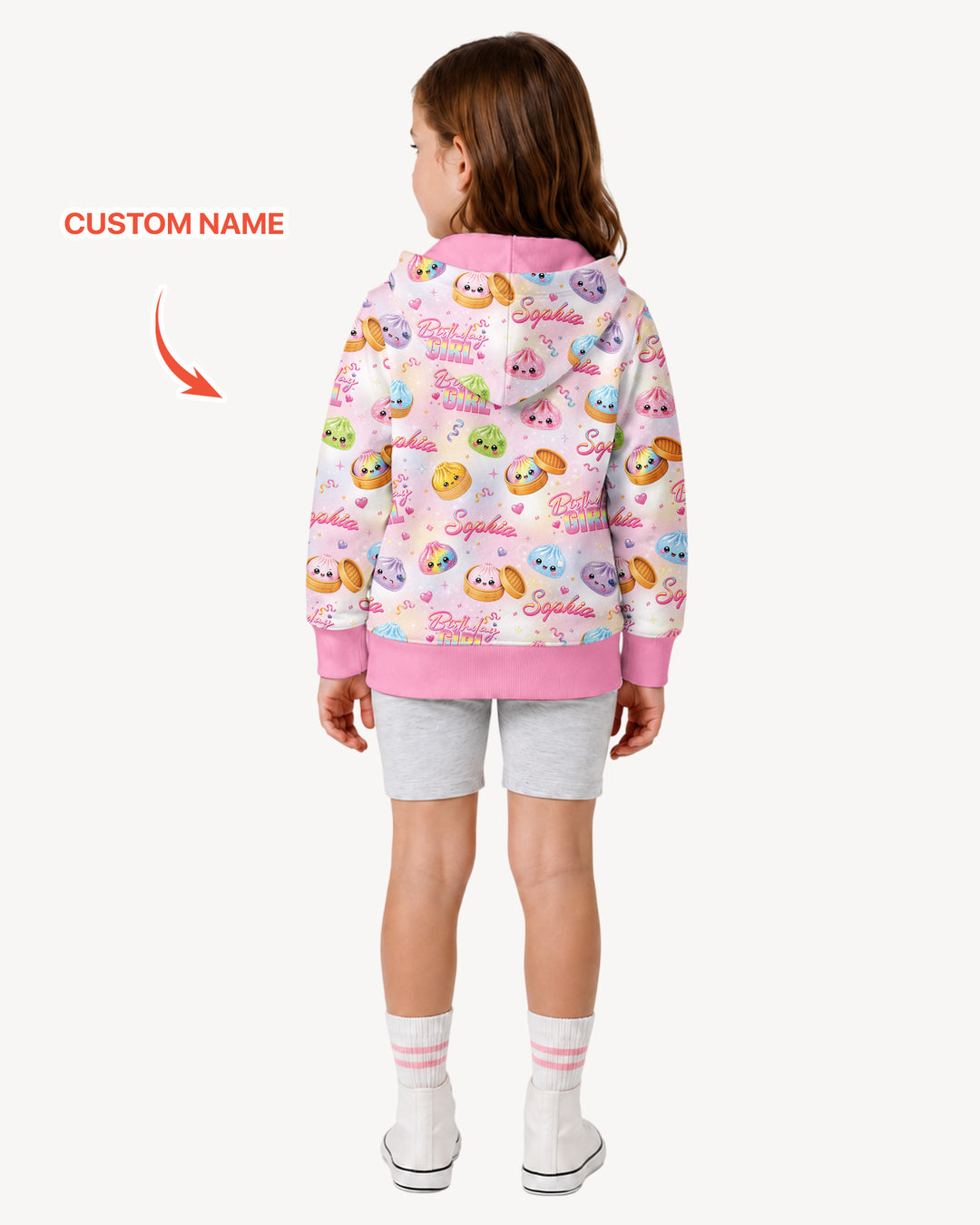 Birthday Girl Glitter Dumpling Bamboo Zip Hoodie
