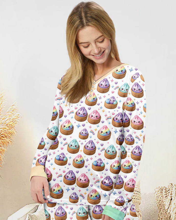 Cute Glitter Dumpling Bamboo Women Pajama Set