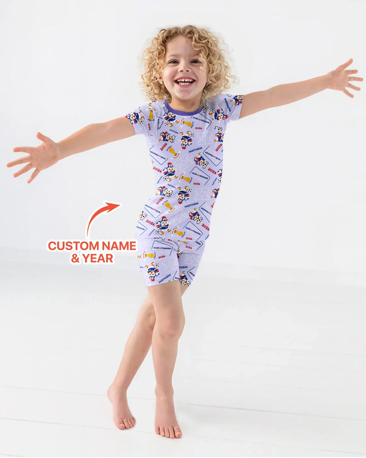 Zweiteiliges Pyjama-Set mit kurzen Ärmeln und Shorts im Sommer-Design