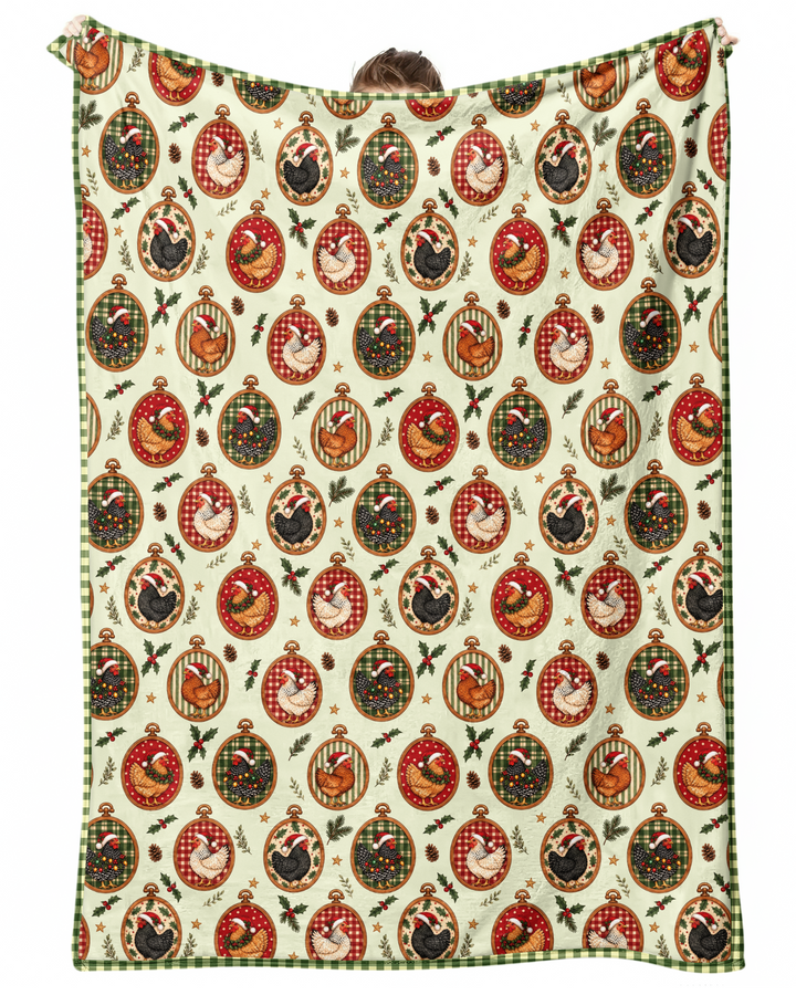 Chicken Merry Clucking Christmas  Bamboo Blanket