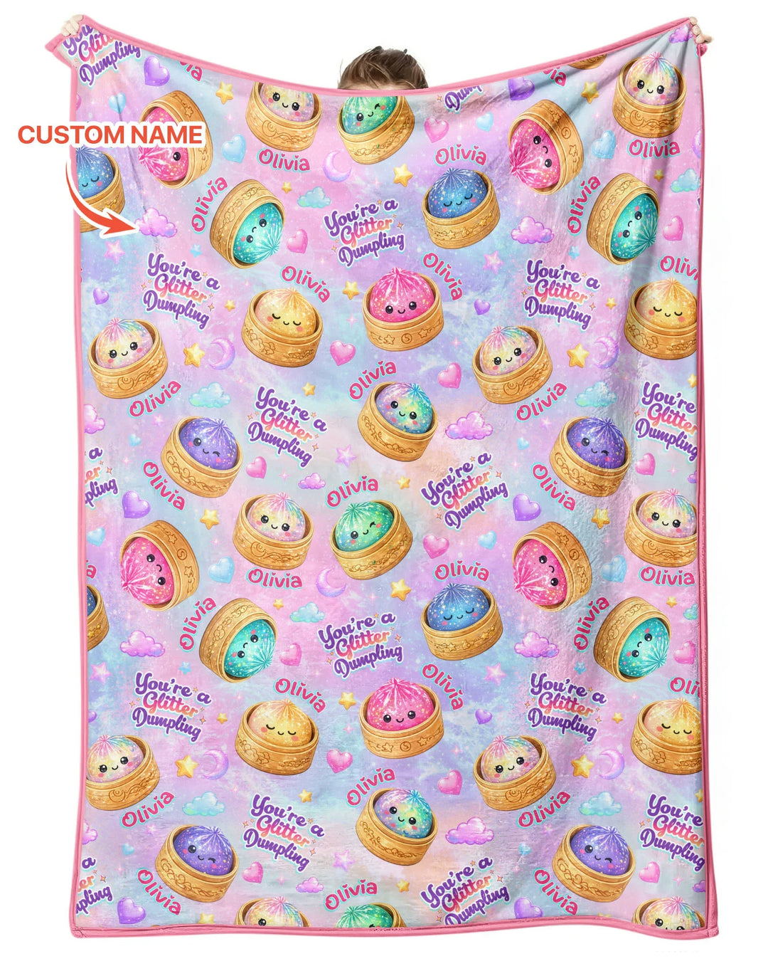 Custom Name You're A Glitter Dumpling Bamboo Blanket
