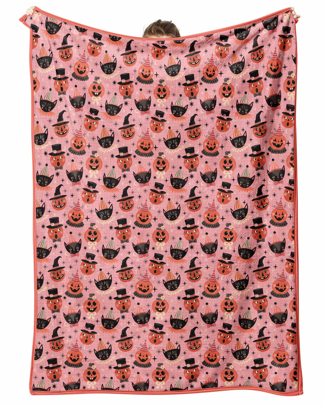Retro Halloween Cats and Funny Pumpkins Bamboo Blanket