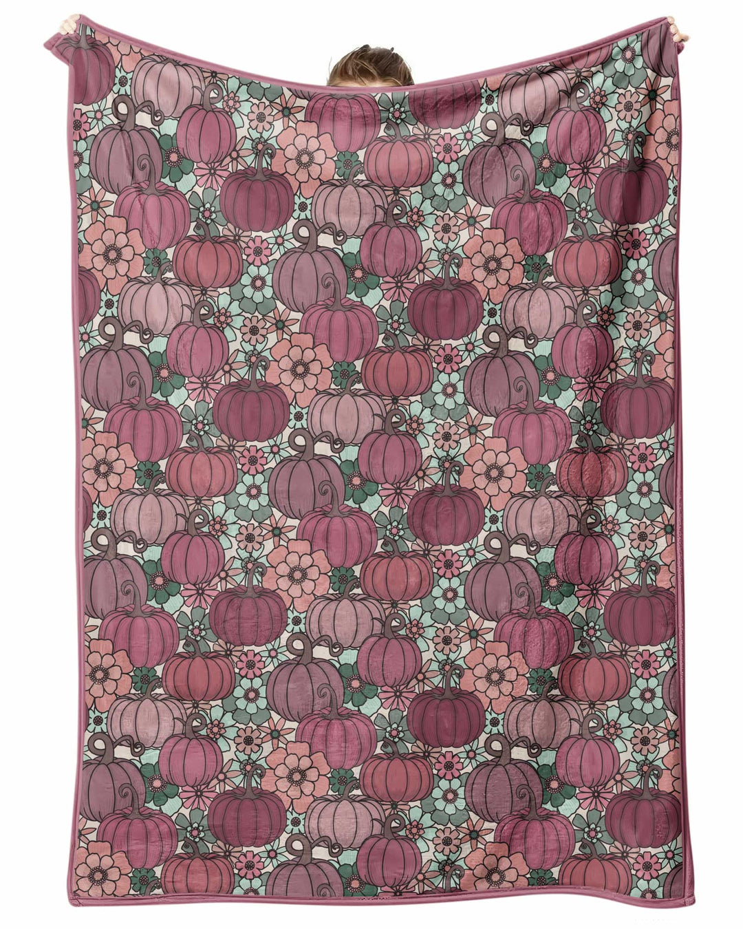 Retro Floral Pumpkin Patch Bamboo Blanket