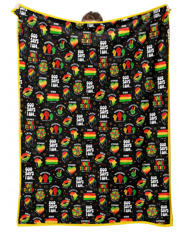 God Says I Am Juneteenth Blessings Bamboo Blanket