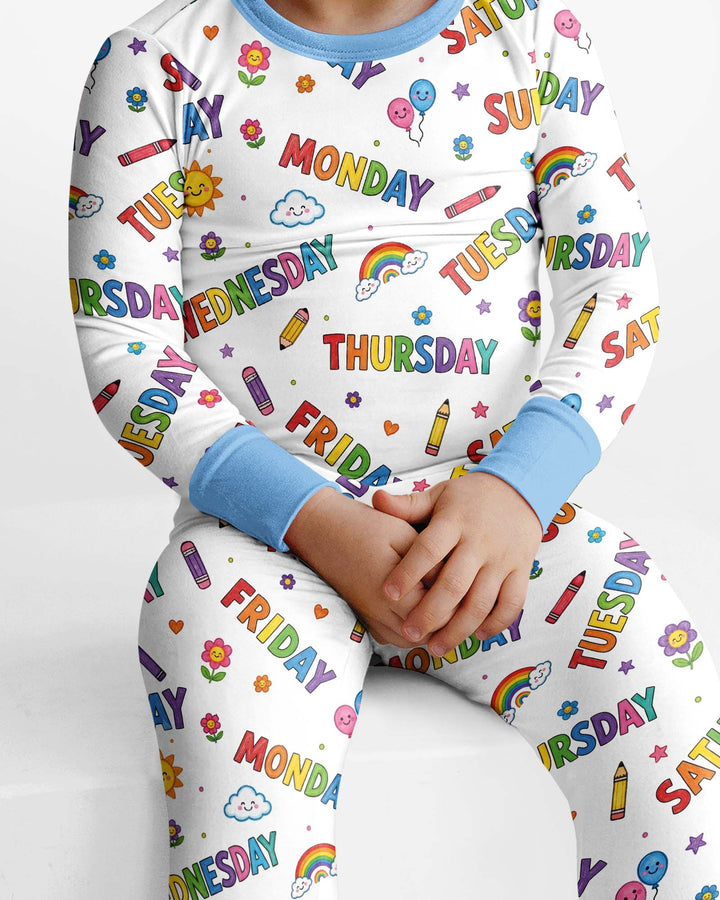 Days of the Week Bamboo Two Piece Long Sleeve Pajama Set