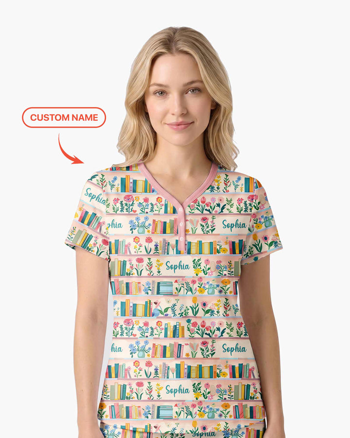 Personalized Book Lover Bamboo Women Short Sleeve Short Pajama Set