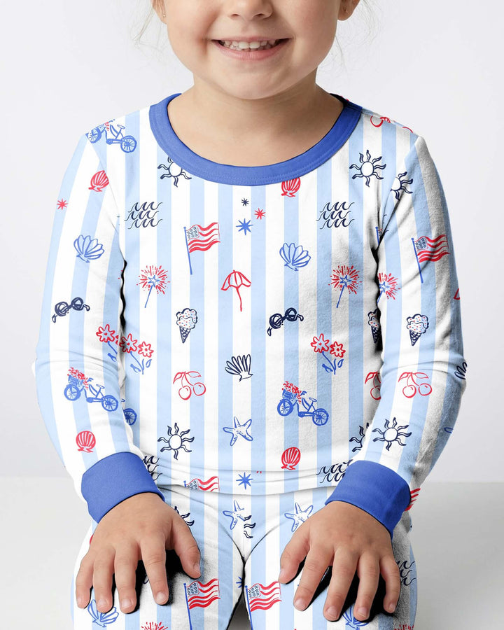 Zweiteiliges Langarm-Pyjama-Set mit Sommerfrüchten