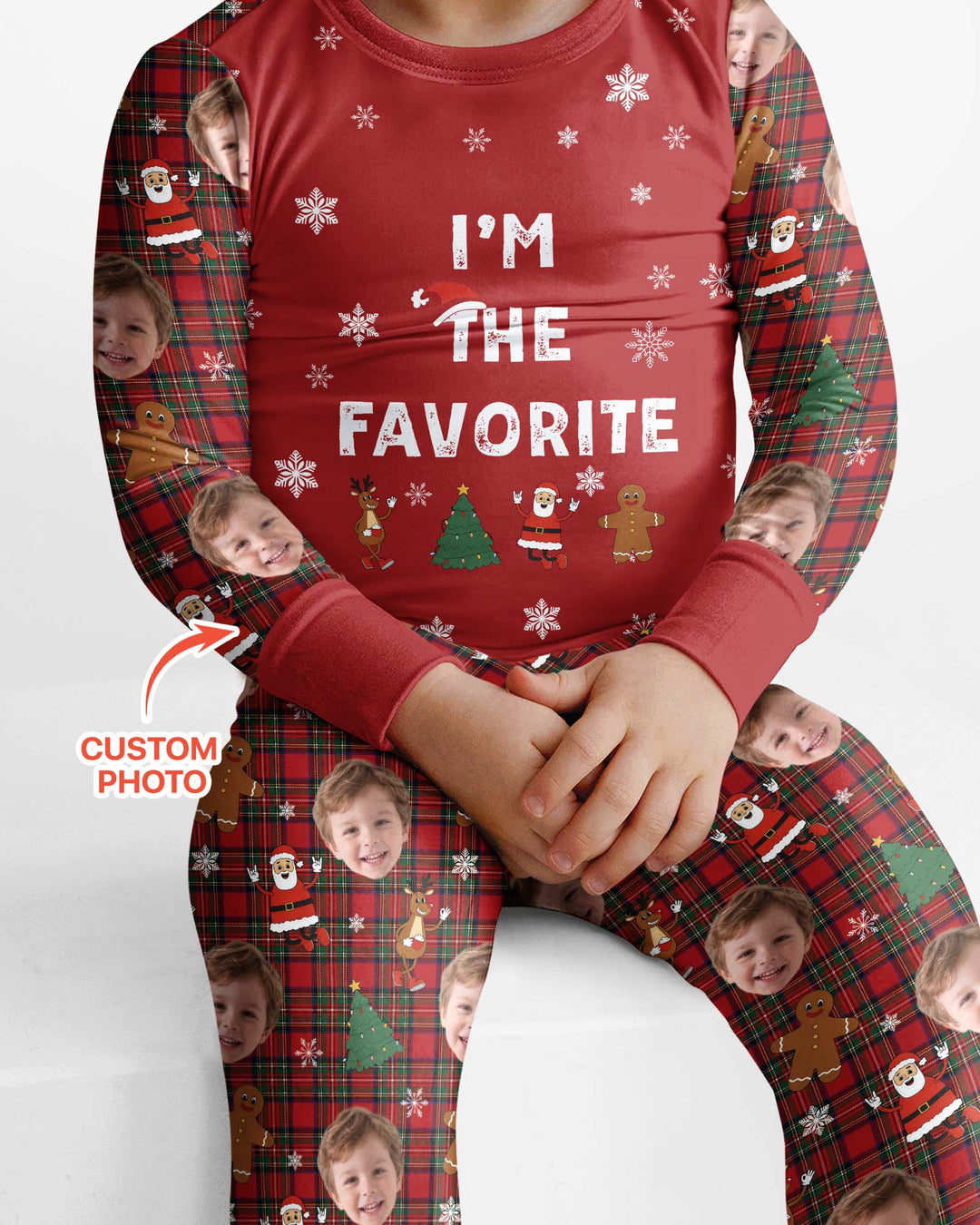 I'm The Favorite Christmas Funny Brother Sister Matching Bamboo Two Piece Long Sleeve Pajama Set