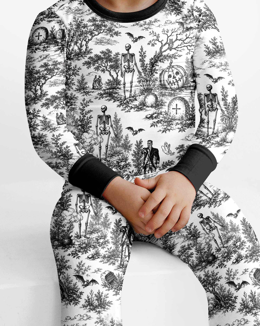 Spooky Halloween Toile Bamboo Two Piece Long Sleeve Pajama Set