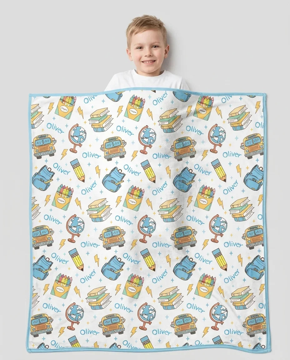 Custom Name Back To School Bamboo Blanket