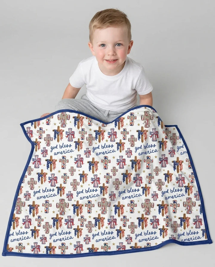 God Bless America Family Matching Bamboo Blanket