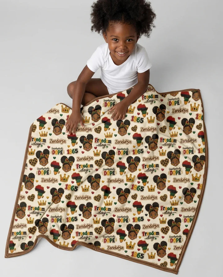 Custom Name Juneteenth Unapologetically Dope Bamboo Blanket