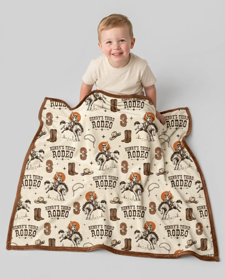 Custom Name Birthday Rodeo Bamboo Blanket