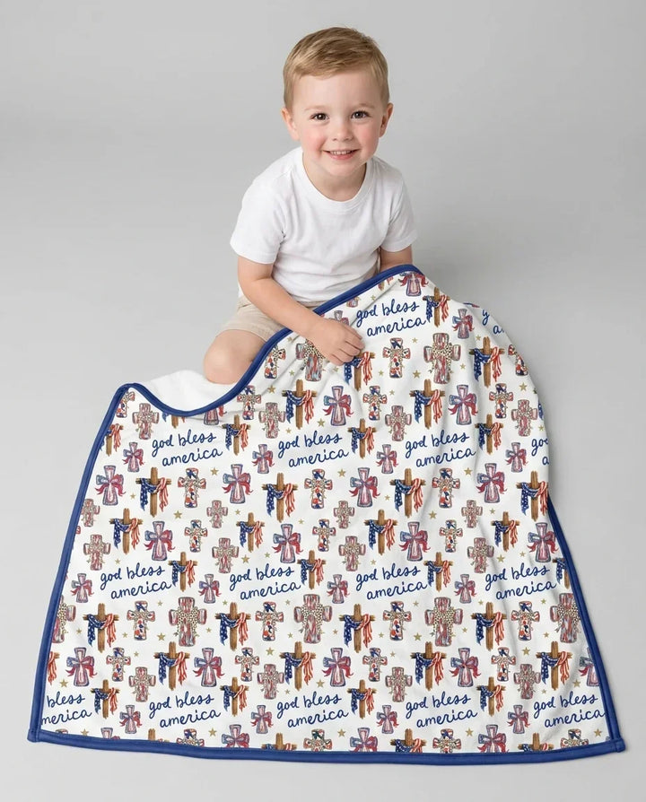 God Bless America Family Matching Bamboo Blanket