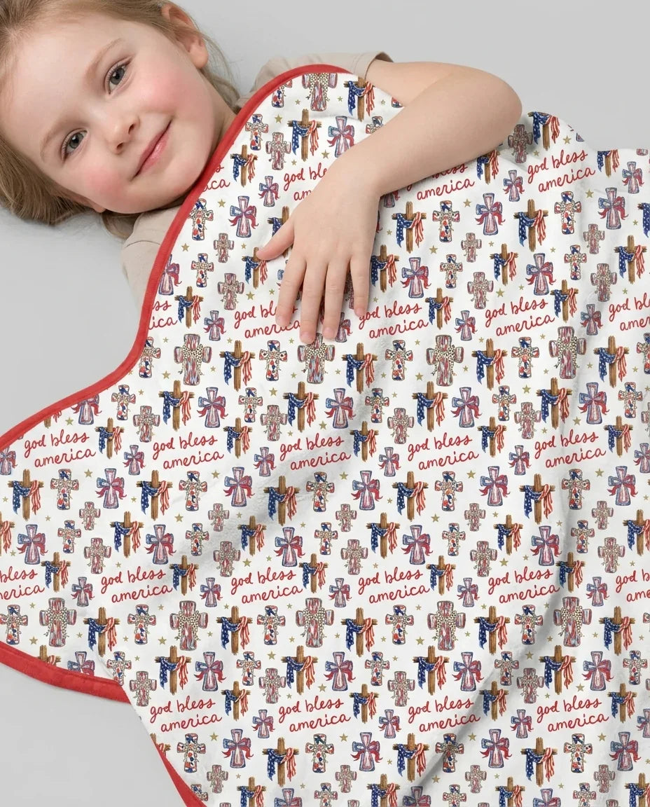 God Bless America Family Matching Bamboo Blanket