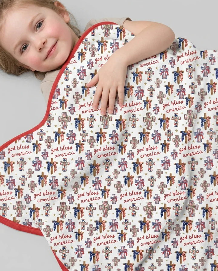 God Bless America Family Matching Bamboo Blanket
