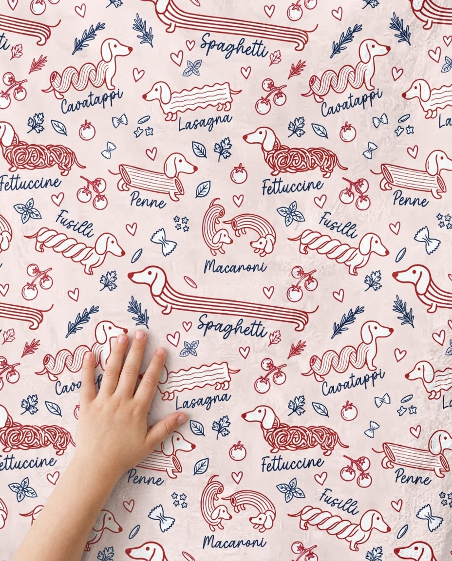 Funny Dachshund Pasta Pups Bamboo Blanket
