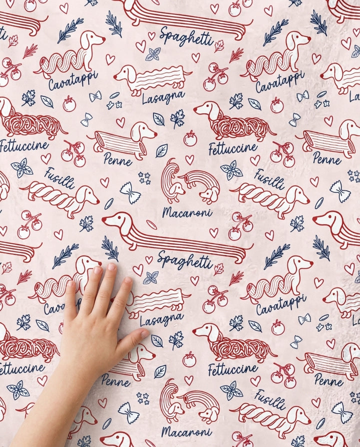 Funny Dachshund Pasta Pups Bamboo Blanket
