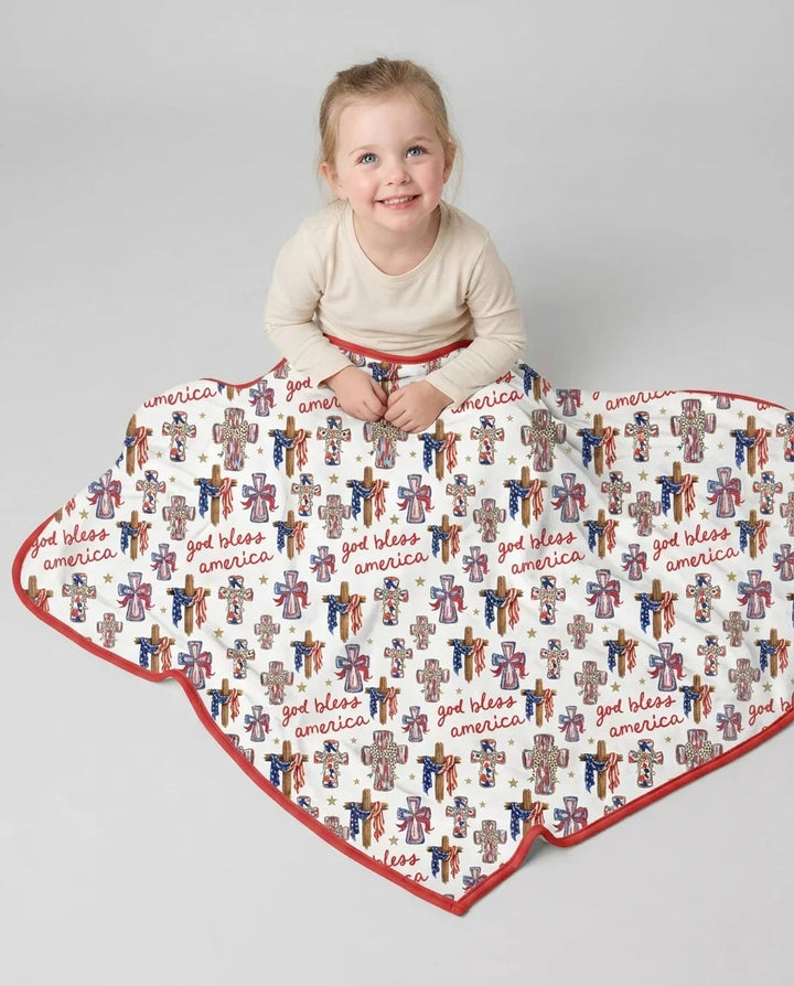 God Bless America Family Matching Bamboo Blanket