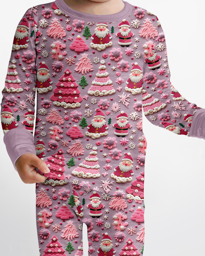 Pink Snowmen Bamboo Two Piece Long Sleeve Pajama Set