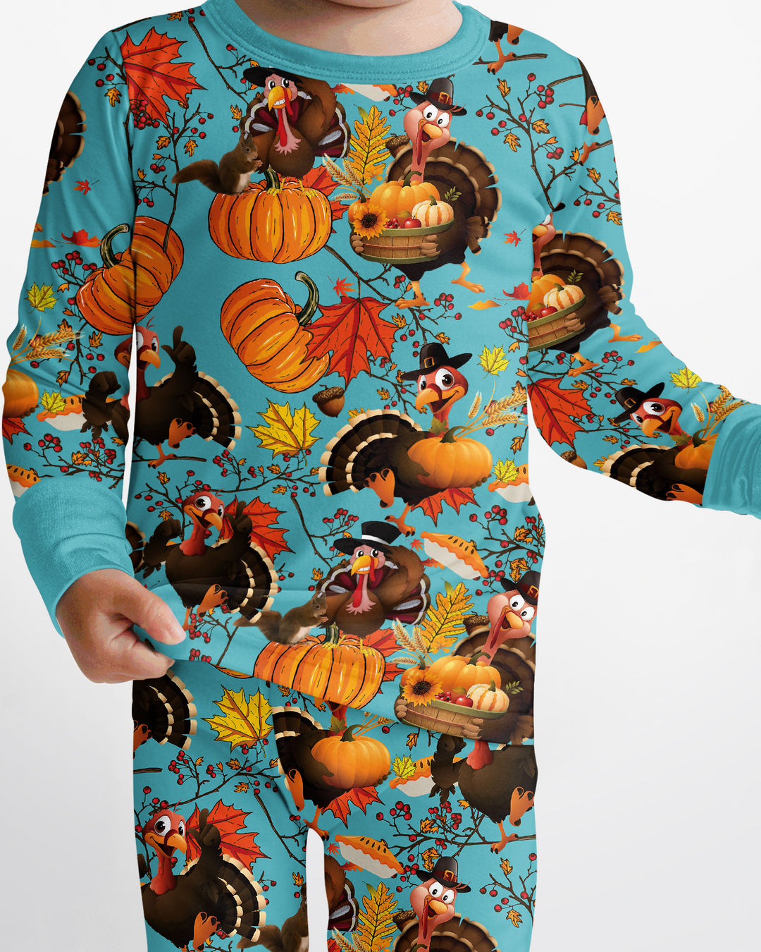 Autumn Turkey Chicken Bamboo Two Piece Long Sleeve Pajama Set