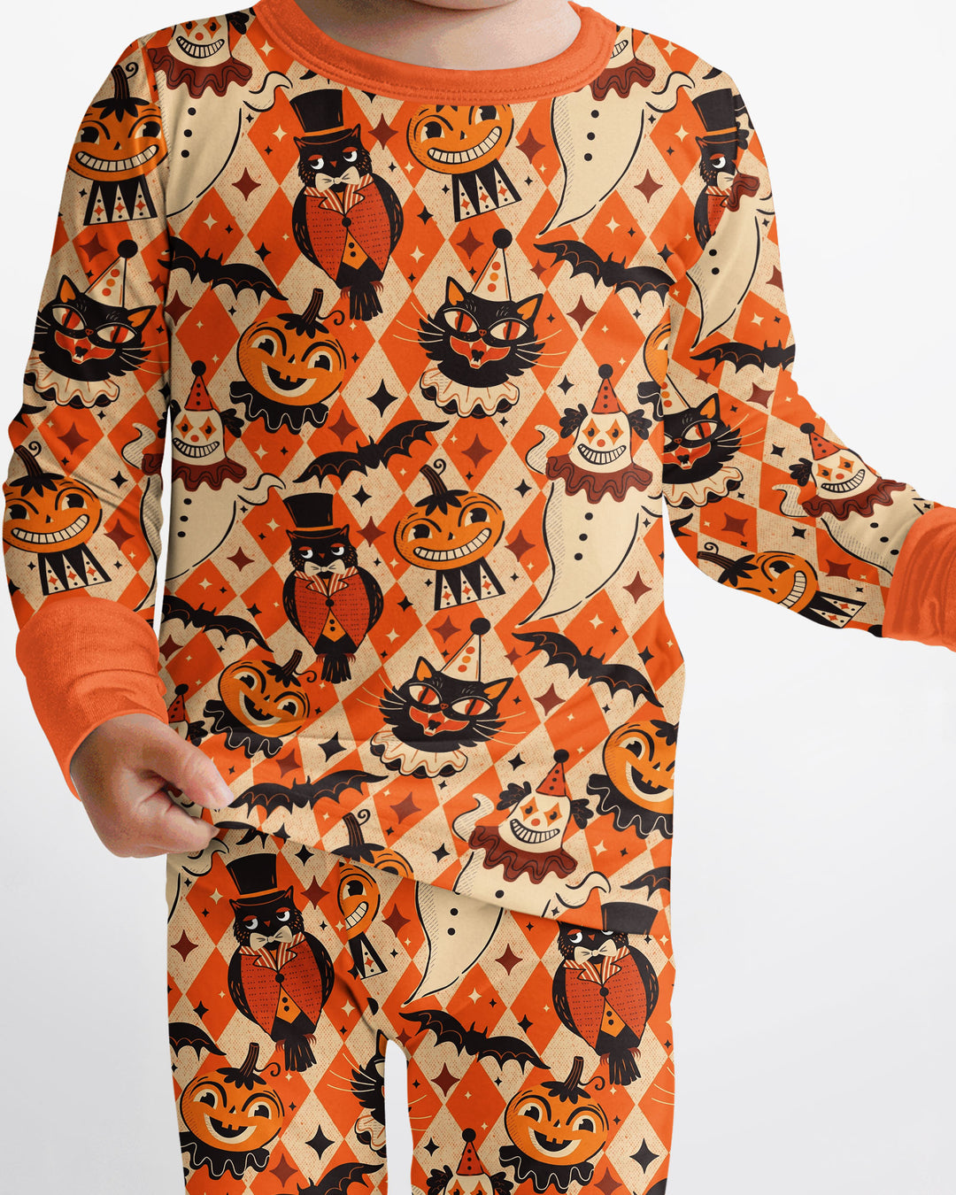 Vintage Halloween Carnival Bamboo Two Piece Long Sleeve Pajama Set