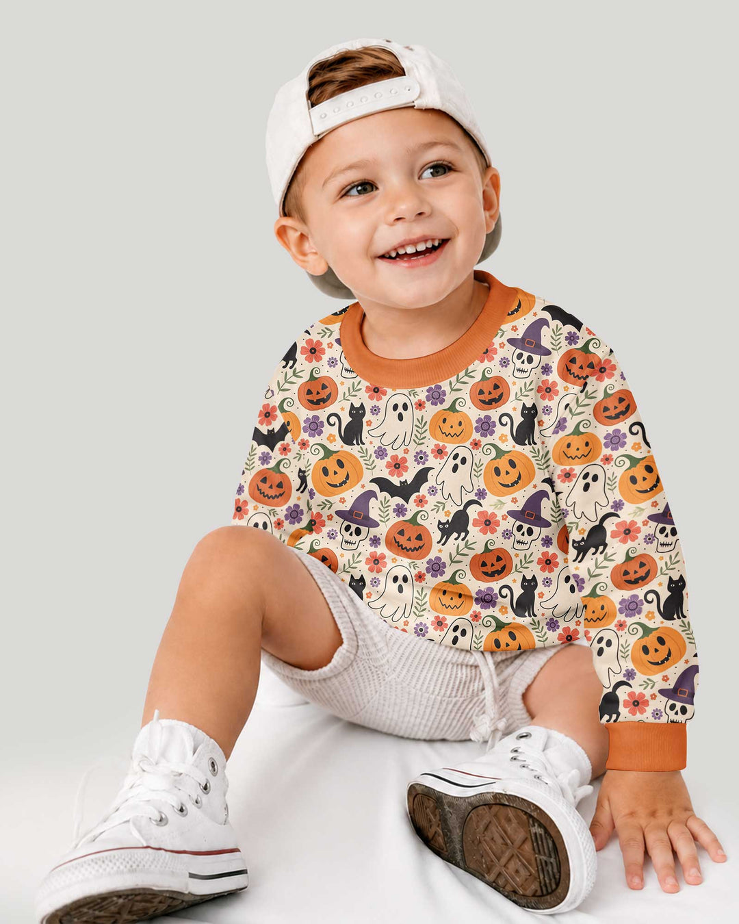 Spooky Halloween Floral Delight Bamboo Crewneck Sweatshirt