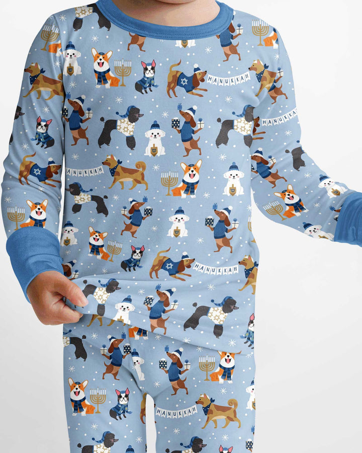 Hanukkah Dogs Bamboo Two Piece Long Sleeve Pajama Set