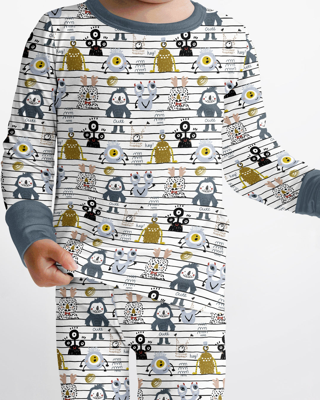 Playful Monster Friends Bamboo Two Piece Long Sleeve Pajama Set