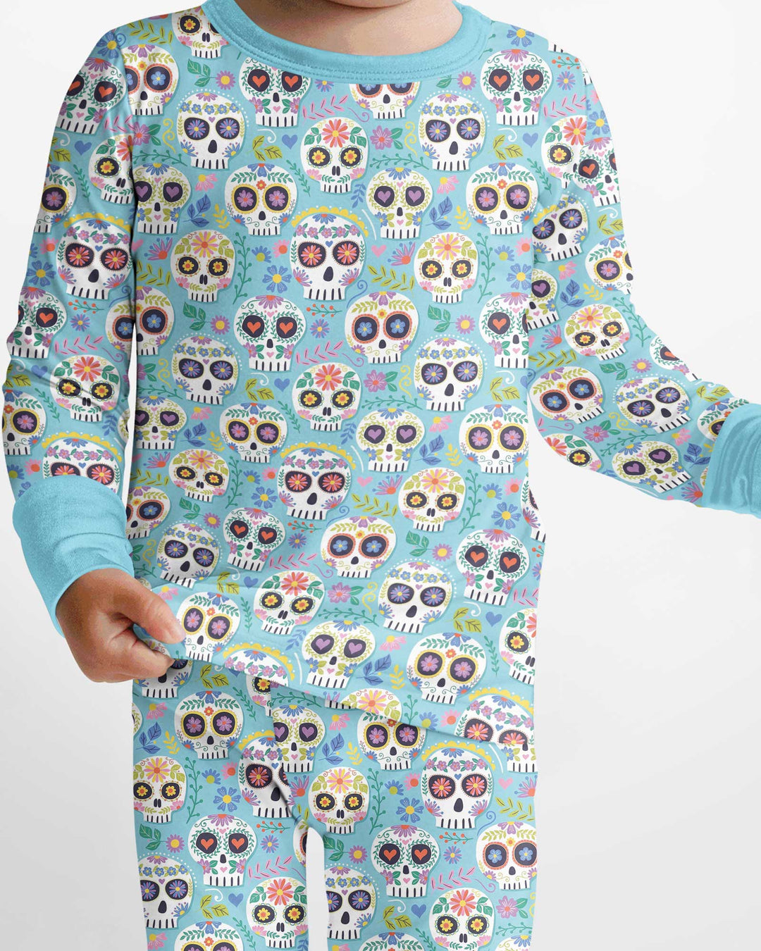 Floral Skull Bamboo Two Piece Long Sleeve Pajama Set