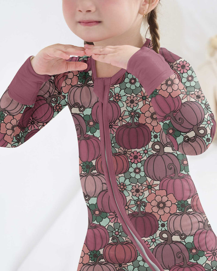 Retro Floral Pumpkin Patch Bamboo Convertible Zippy