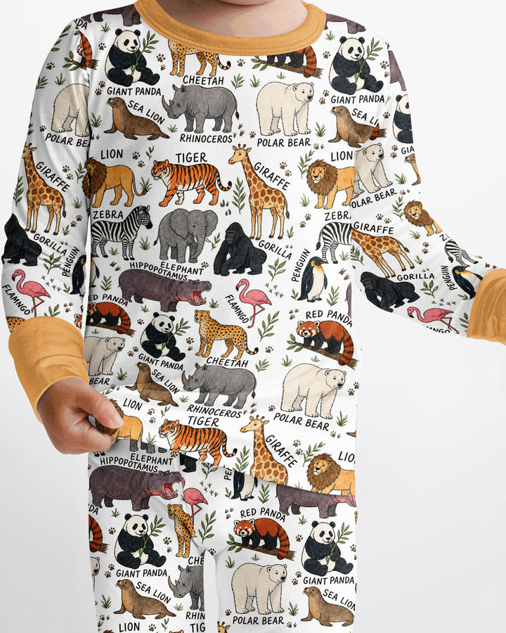 Zoo Animal Bamboo Two Piece Long Sleeve Pajama Set