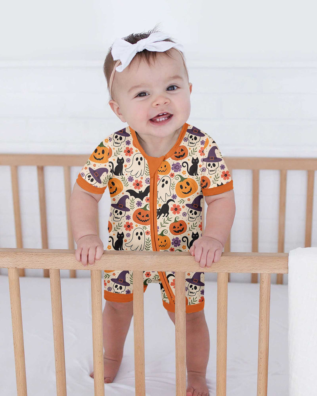 Spooky Halloween Floral Delight Bamboo Shorty Zippy