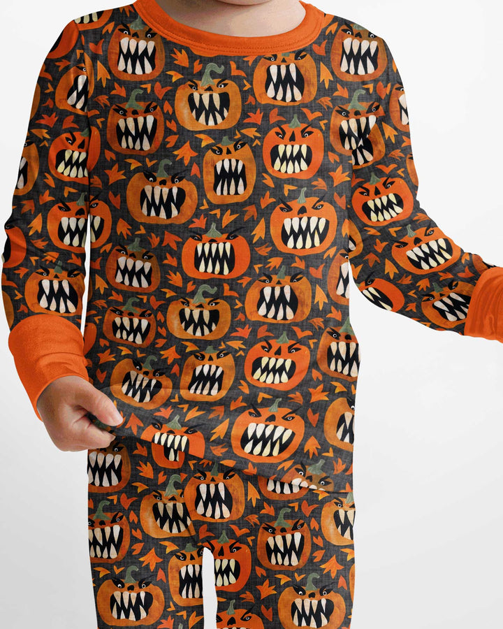 Pumpkin Monsters Bamboo Two Piece Long Sleeve Pajama Set