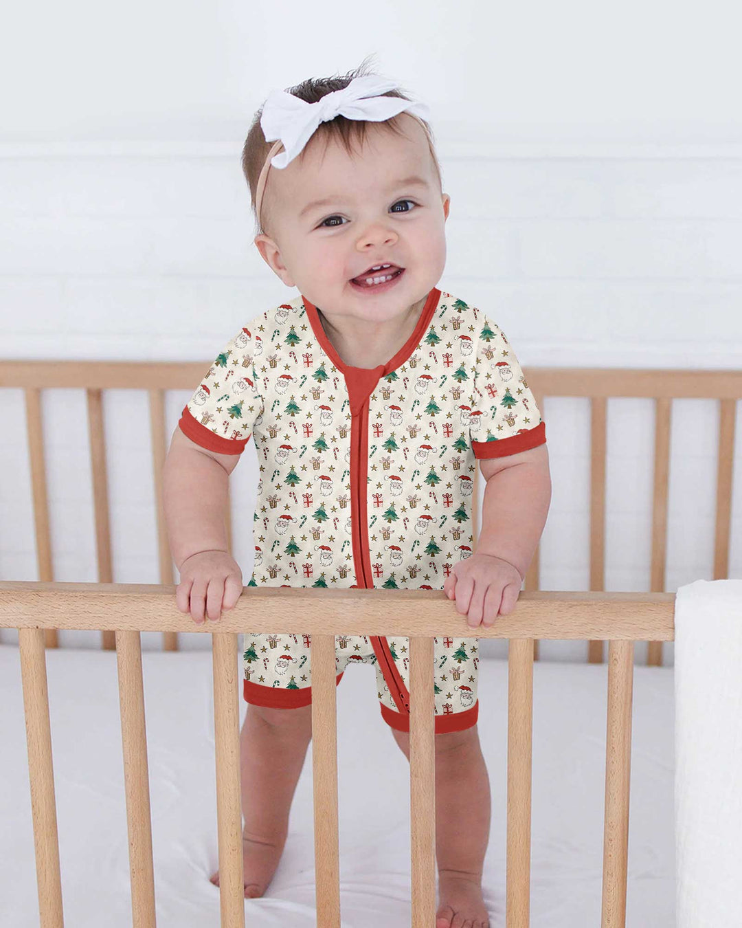 Snowy Santa Bamboo Shorty Zippy
