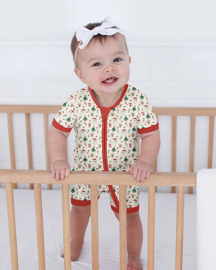 Snowy Santa Bamboo Shorty Zippy