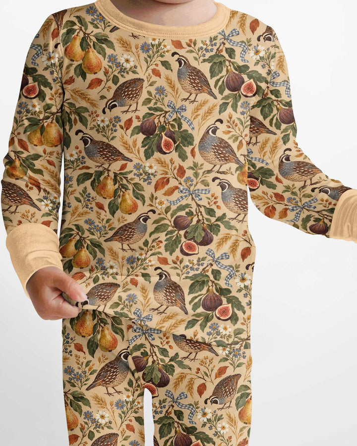 Quail & Pears Bamboo Two Piece Long Sleeve Pajama Set