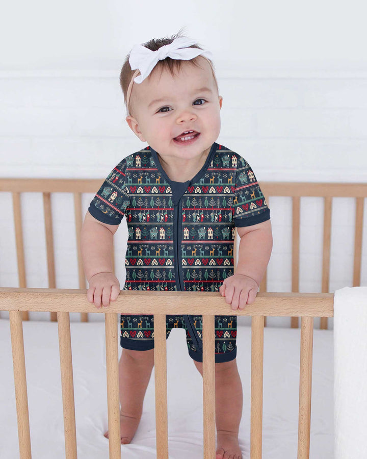 Vintage Nordic Christmas Bamboo Shorty Zippy